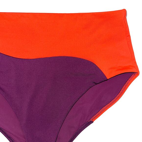 Athleta Asymmetrical Colorblock High Waist Swim Bikini Bottom Size Small - Picture 4 of 10